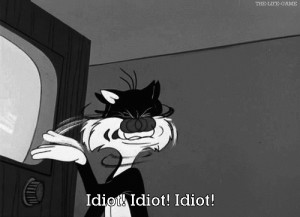 ... idiot looney tunes sylvester blame cat slaps sylvester the cat