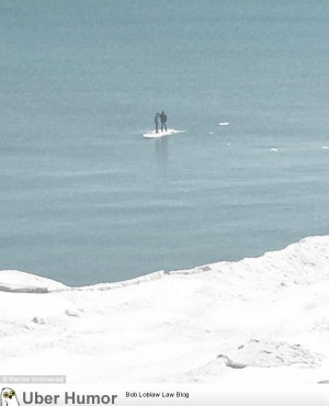 Teenagers floating away on a tiny iceberg on Lake Michigan after the ...