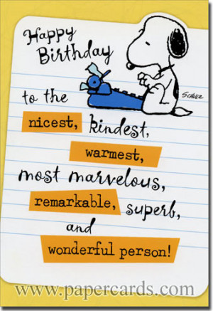 ) Sunrise Greetings Peanuts Birthday Card - FRONT: Happy Birthday ...
