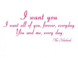 Want You I Want All Of You The Notebook Vinyl Wall Decal