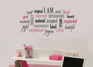 am Positive word collage for girls Teen girl vinyl wall design decor ...