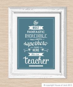 Personalised Art Print - Superhero Teacher via Etsy