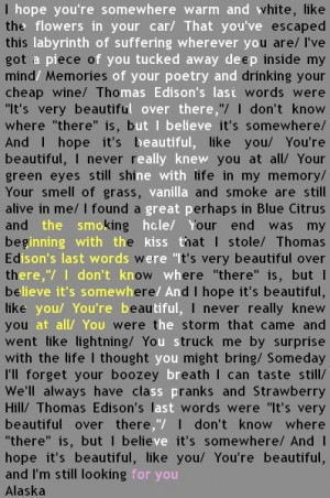 Looking For Alaska Cover with Lyrics