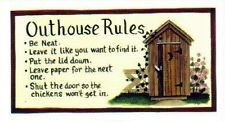... Primitive Vintage Country Bathroom Sign OUTHOUSE Rules Saying Bath
