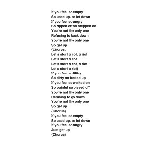 Lyrics to Riot by Three Days Grace
