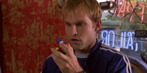 Screencap of Chester, who found a Rubik's cube in the pocket of his ...
