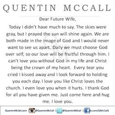 Dear Future Wife http://www.quentinmccall.com