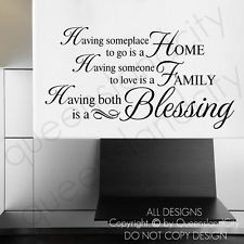HOME FAMILY BLESSING ~ Wall Art Quote Vinyl Decals Stickers