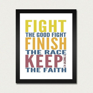 bible print scripture poster fight the good by happylandings $ 10 00
