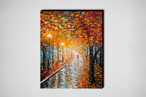 Georgeta Blanaru – Acrylic 2011 Painting “Rainy Autumn Day “