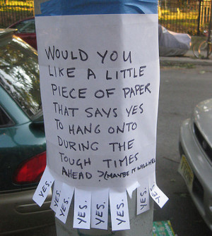 Funny note left on a pole in Brooklyn