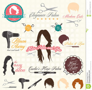 vector-set-retro-hair-salon-labels-icons-collection-vintage-iocns ...