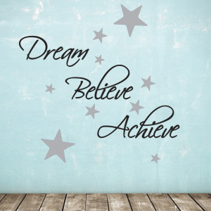 Dream, Believe, Achieve and SIlver Stars Wall Sticker Pack