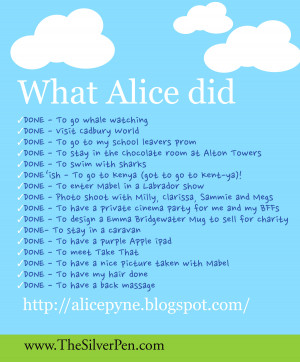 Alice's Bucket List