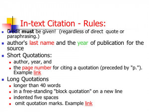 Citation - Rules: Credit must be given! (regardless of direct quote ...