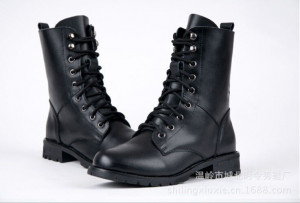 Boots Vintage Combat Army Punk Goth Ankle Shoes Women Biker PU Leather
