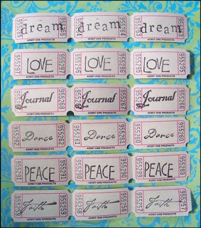gift tag lot of handstamped admission tickets with sayings
