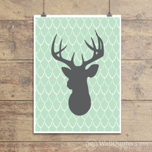 Deer Silhouette Scales Wall Quotes™ Giclée Art Print Mint Sundae