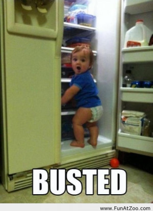 Funny baby is In need for a midnight snack Funny picture