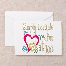 Lovable 100th Greeting Cards (Pk of 20) for
