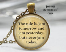 Alice in Wonderland Necklace, Book, Librarian, Tea Time, Quote Pendant ...