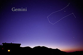 The constellation Gemini as it can be seen with the unaided eye, with ...
