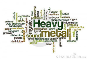 Word Cloud Illustration of Heavy Metal Music - containing sub-genres.