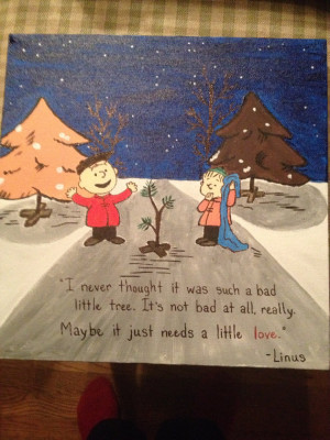 Christmas tree Charlie Brown canvas painting 12x12