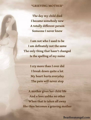grieving mother. the day my child died...