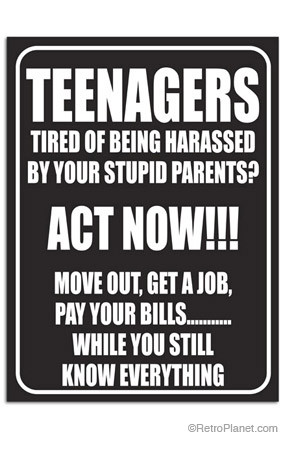 image of Teenagers Act Now Move Out Metal Sign