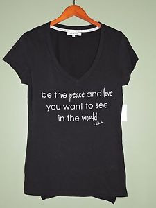 ... Love-World-BE-THE-PEACE-AND-LOVE-QUOTE-Black-Fashion-Top-Sz-Small-NWT