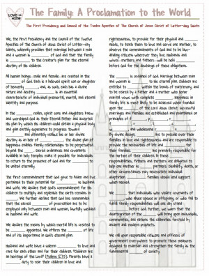 Here is the PDF: family proclamation fill in the blank