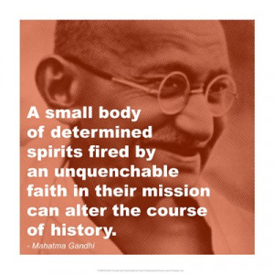 Gandhi - Determination Quote Art Print, Medium Small paper size, 14