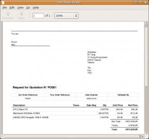 Printing the supplier price quotation