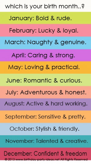 Birthday Month Quotes Which is your birth month?