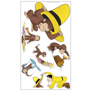 ... curious george wall decal kids room stickers decorations monkey decor