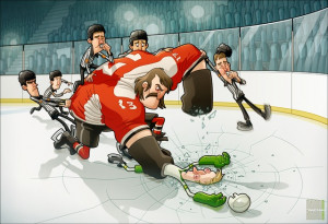 ... ice hockey referee fighting fight drawing 13 mathieu beaulieu add