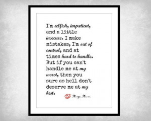 Marilyn Monroe Print Quote Print. Self Worth Quote. 8 by KaDishDay, $ ...