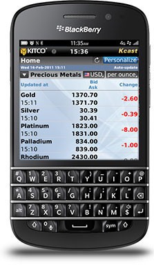 Kcast Gold Live!™ BlackBerry® app for live gold prices and more