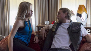 Compelling: Kim Dickens and Charlie Hunnam in Sons of Anarchy .
