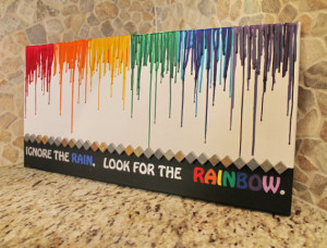 Melted Crayon Art with Rainbow and Quote
