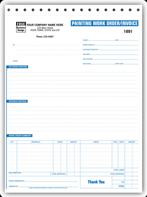6572 painting work order invoice just for painters easy paperwork