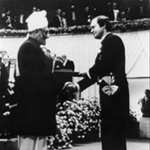 Dr. Abdus Salam accepting the 1979 Nobel Prize in Physics