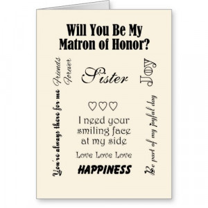 Sister, Will You Be My Matron of Honor? Ivory Greeting Card by ...