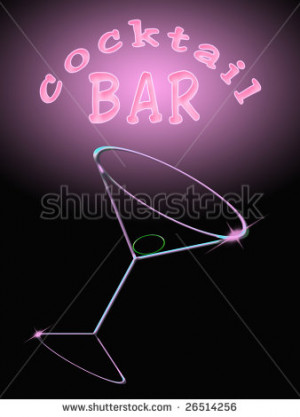 ... drink. written cocktail bar. black background with pink halo of light