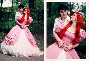 wonderful couple cosplay of Ariel in her infamous big poufy pink ...