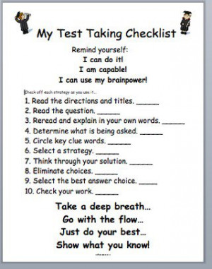 Test Taking Quotes Test taking checklist