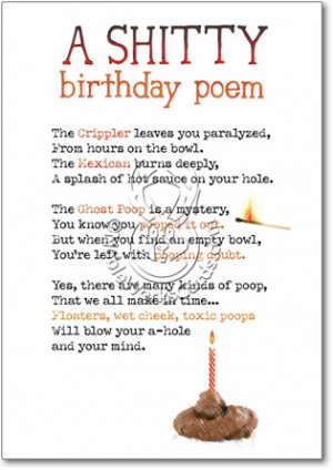 Shitty Poem Unique Inappropriate Humorous Birthday Greeting Card ...