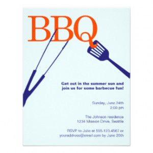 BBQ summer barbecue cool tool blue cookout custom Custom Invitations