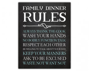 ... family rules print - family rules wall art meal plan - printable quote